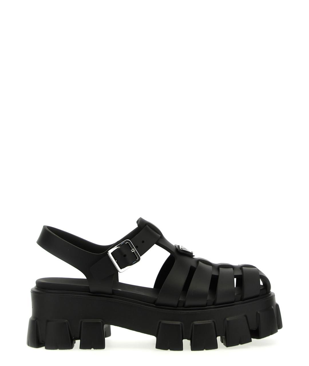 PRADA Черные синтетические сандалии, фото 1