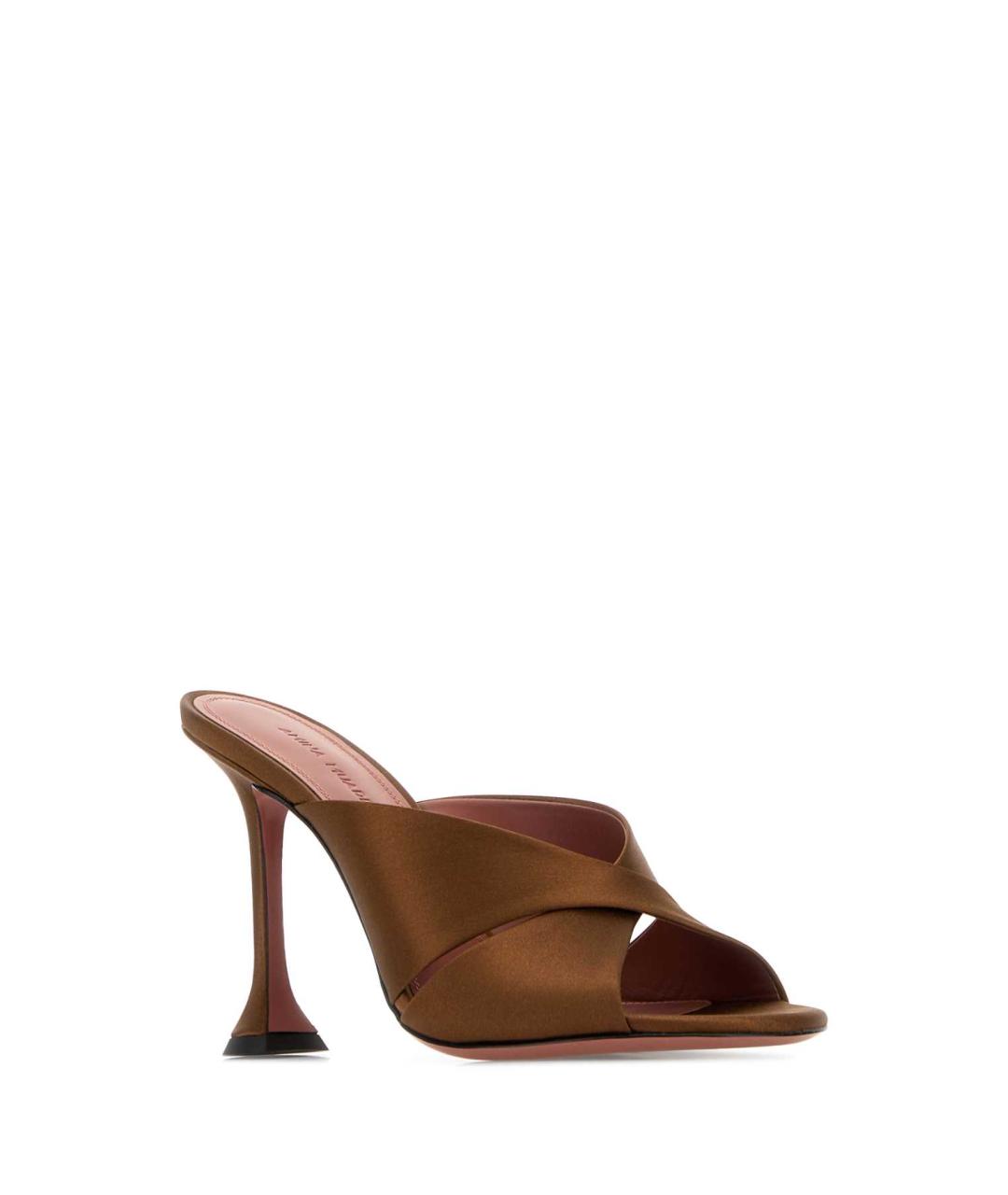 Amina Muaddi Коричневые текстильные мюли, фото 2