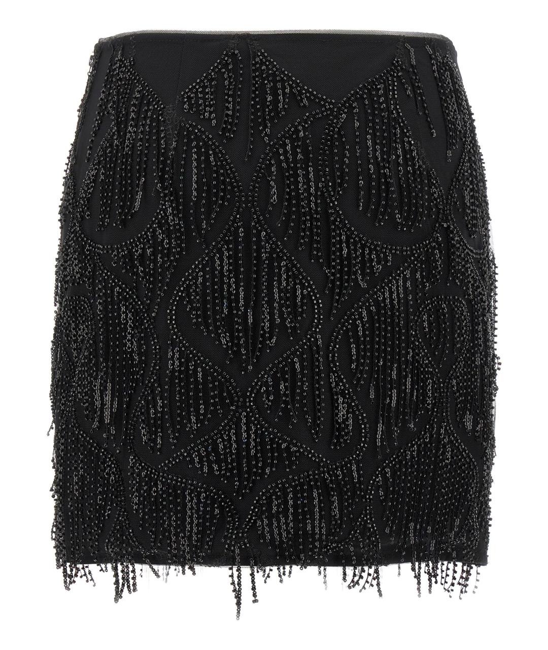 ROTATE Черная вискозная юбка мини, фото 2