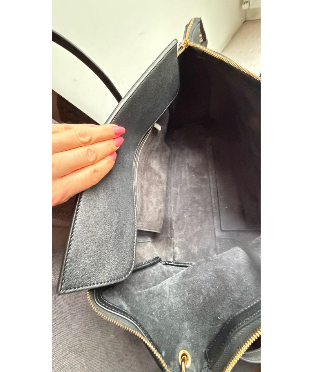 CELINE Черная кожаная сумка тоут, фото 7