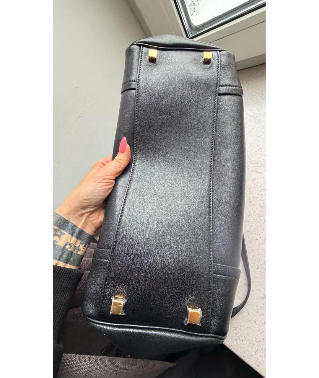 CELINE Черная кожаная сумка тоут, фото 4