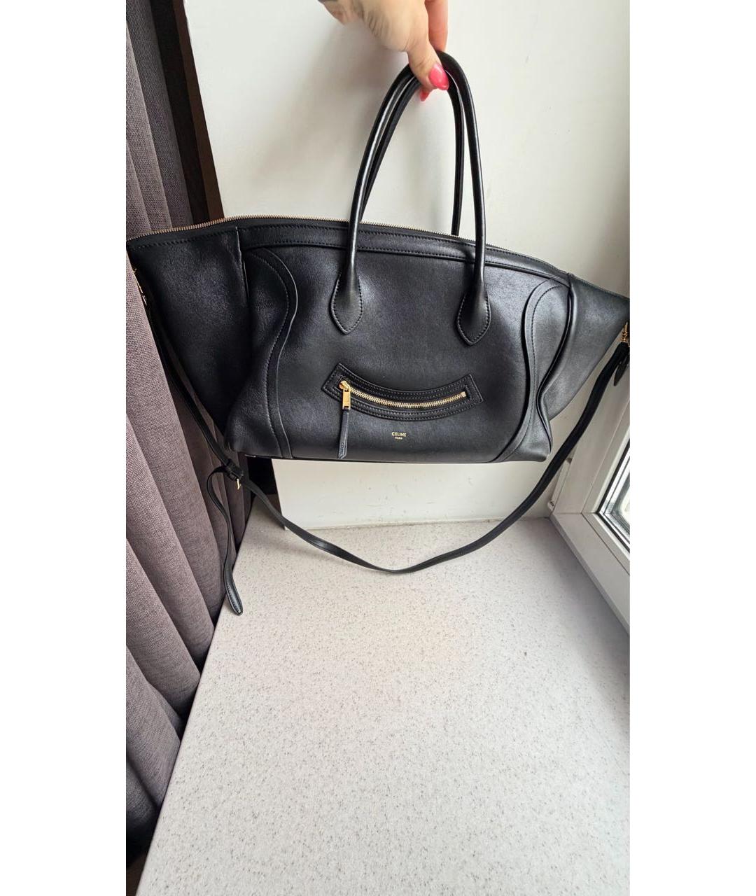 CELINE Черная кожаная сумка тоут, фото 6