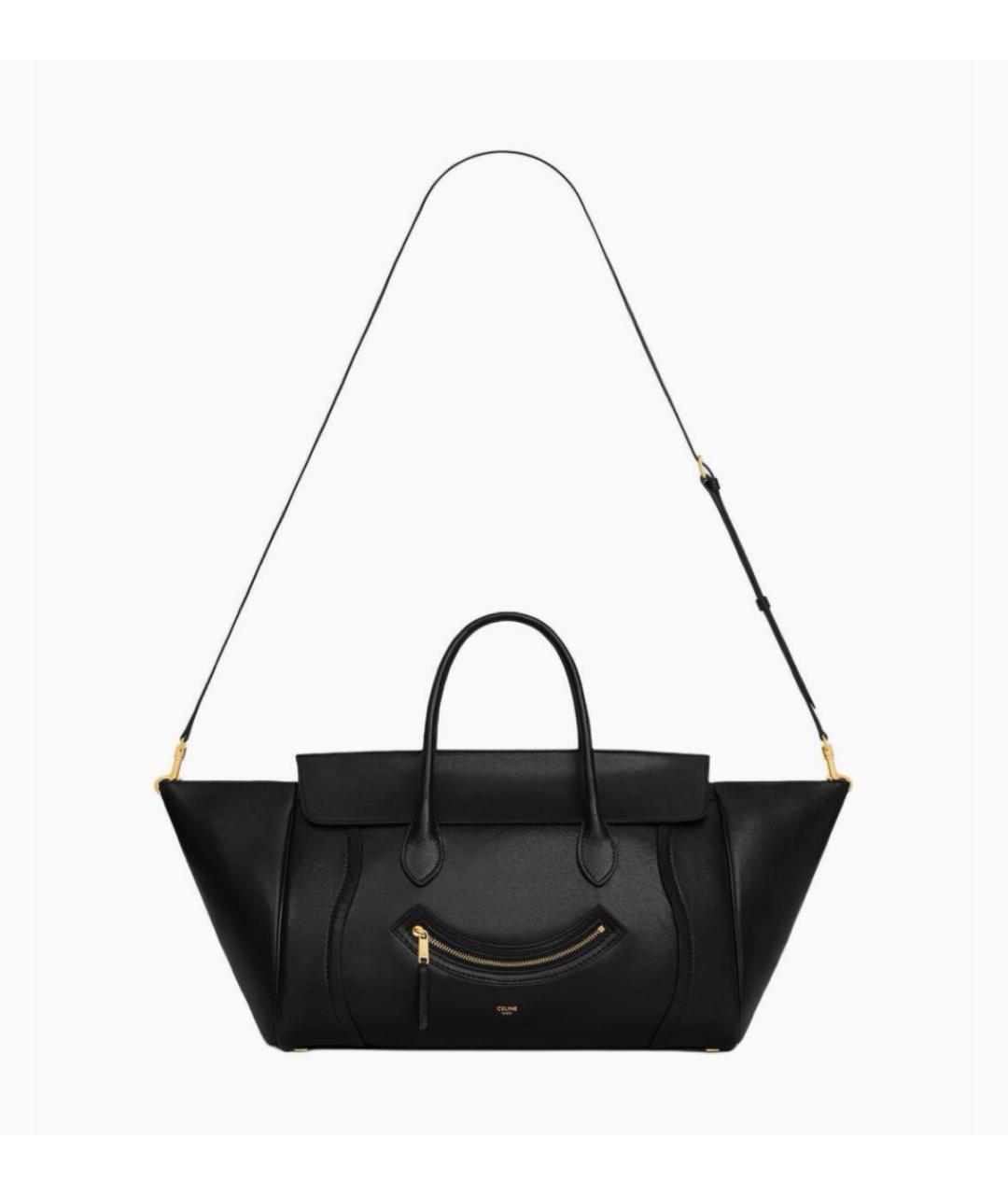 CELINE Черная кожаная сумка тоут, фото 9