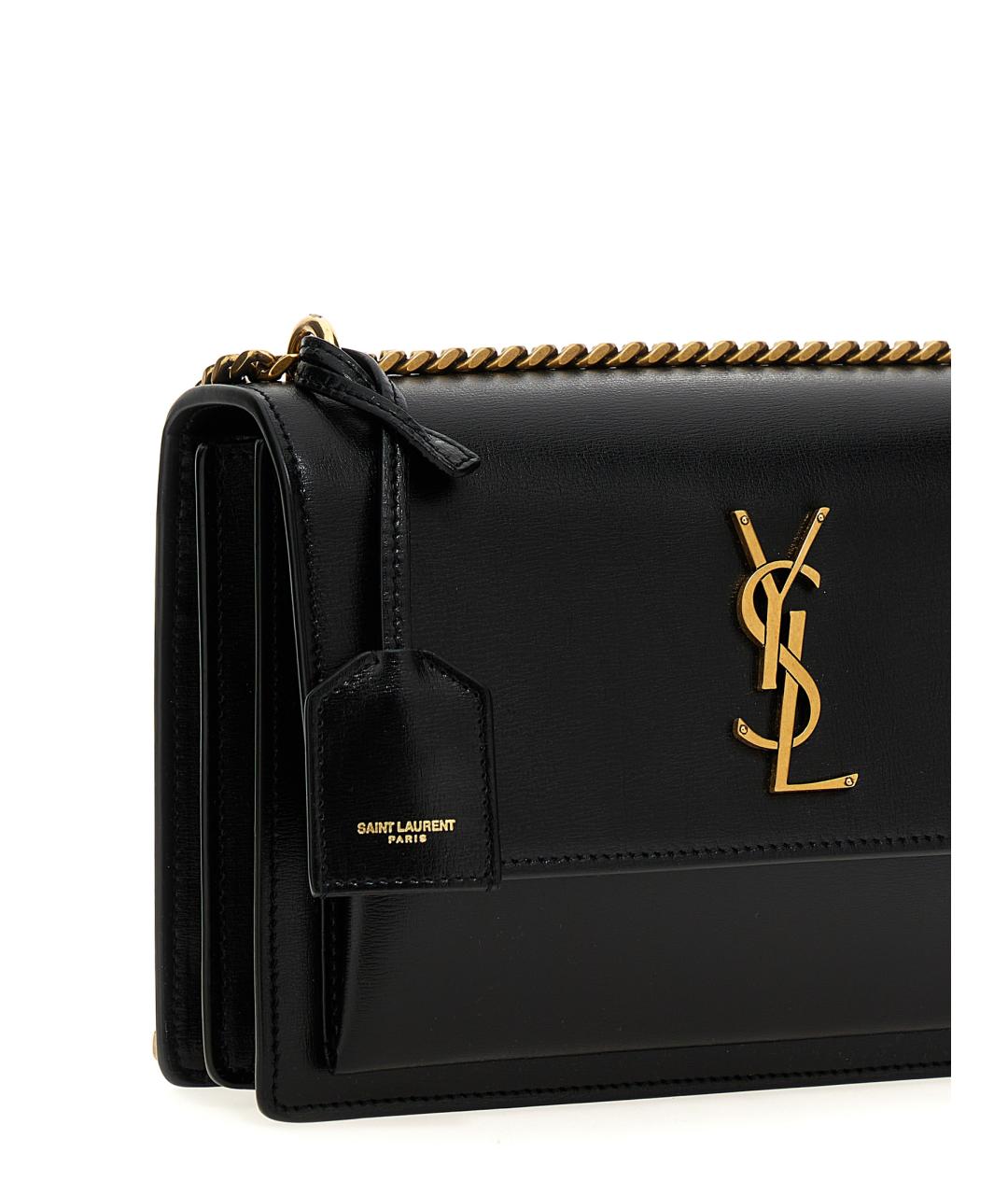 SAINT LAURENT Черная кожаная сумка через плечо, фото 3