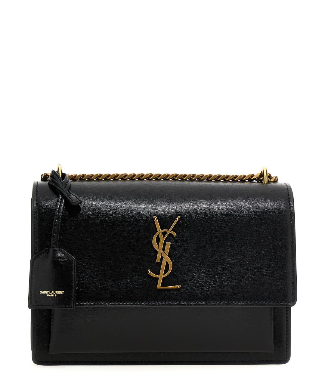 SAINT LAURENT Черная кожаная сумка через плечо, фото 1