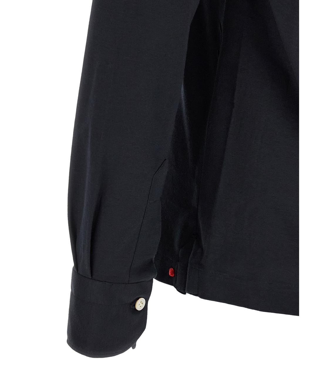 KITON Синее хлопковое поло с длинным рукавом, фото 4