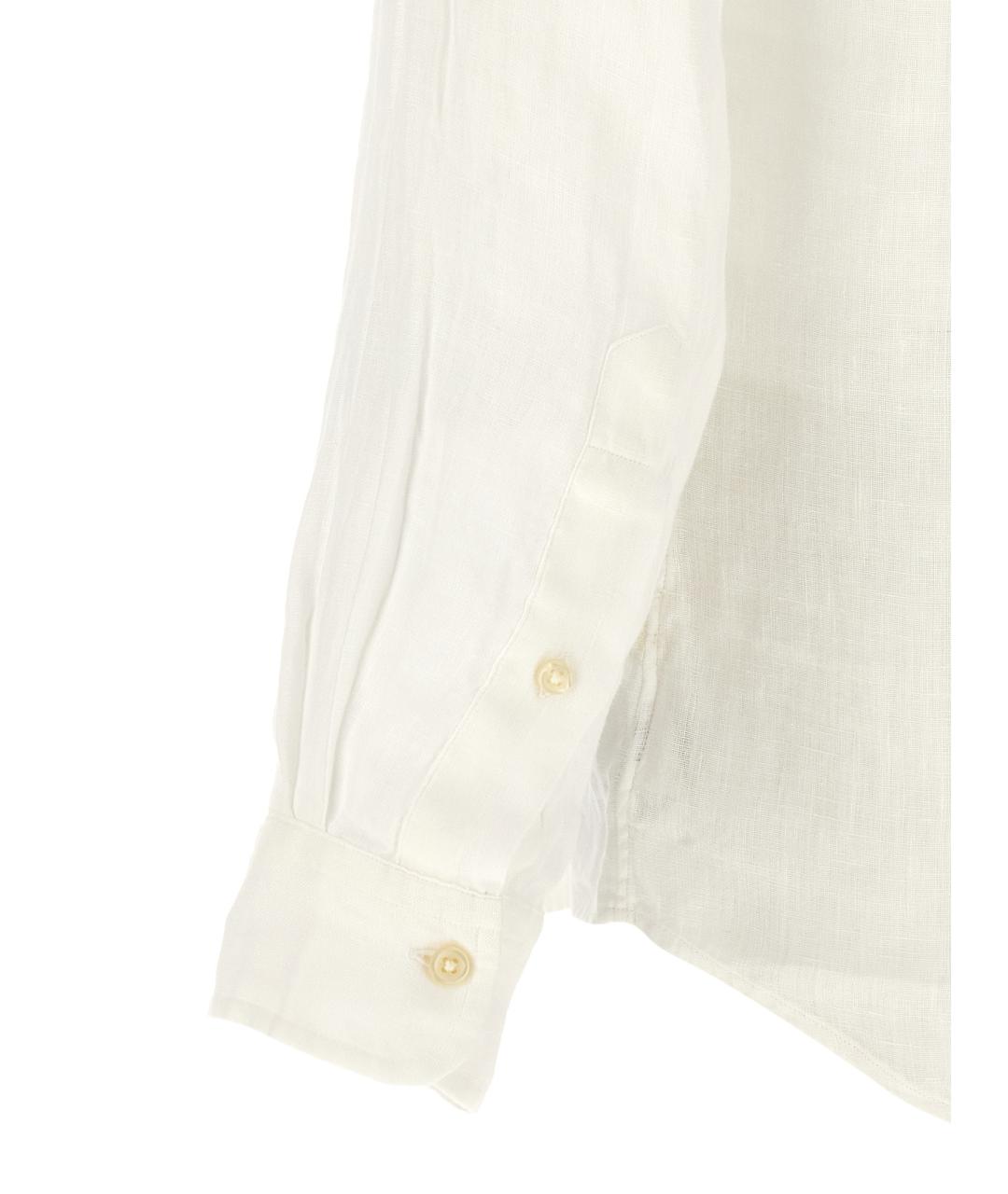 POLO RALPH LAUREN Белая льняная кэжуал рубашка, фото 4
