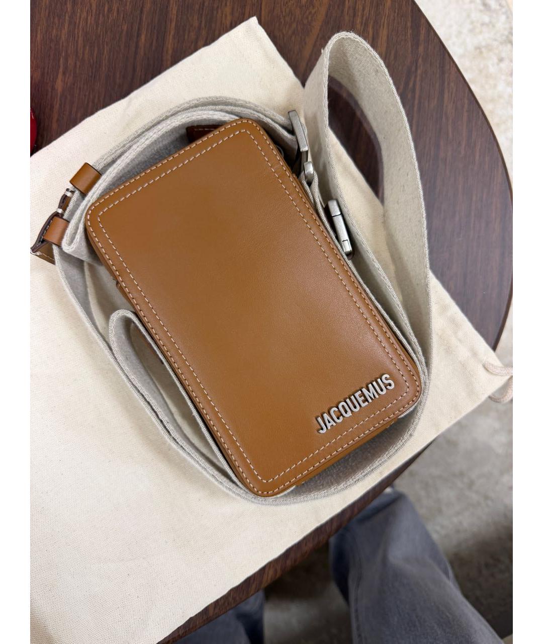 JACQUEMUS Коричневая кожаная сумка на плечо, фото 7