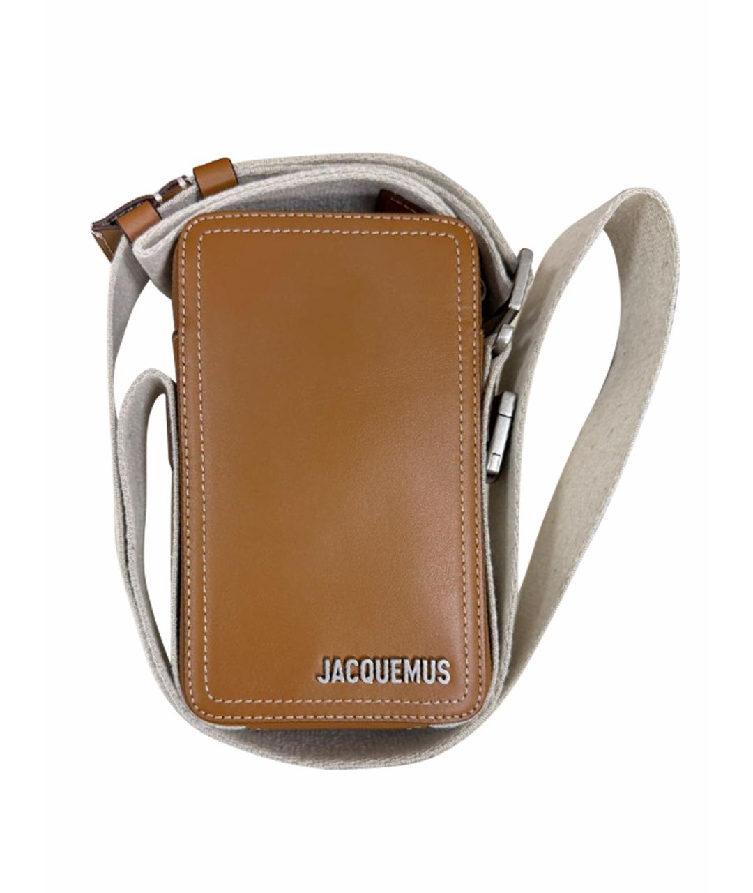 JACQUEMUS Коричневая кожаная сумка на плечо, фото 1