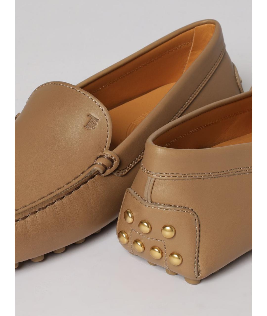 TOD'S Бежевые кожаные мокасины, фото 4
