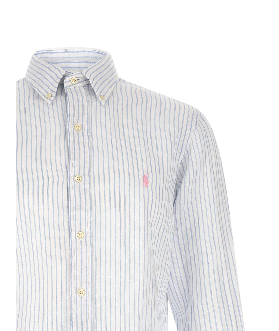 POLO RALPH LAUREN Голубая льняная кэжуал рубашка, фото 3