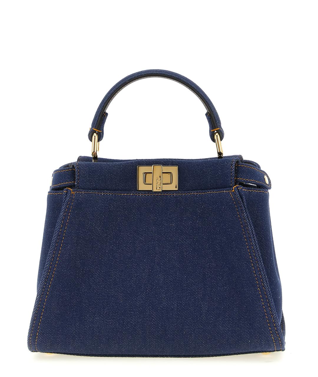 FENDI Синяя хлопковая сумка тоут, фото 1