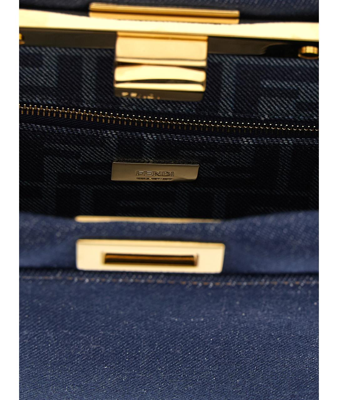 FENDI Синяя хлопковая сумка тоут, фото 4