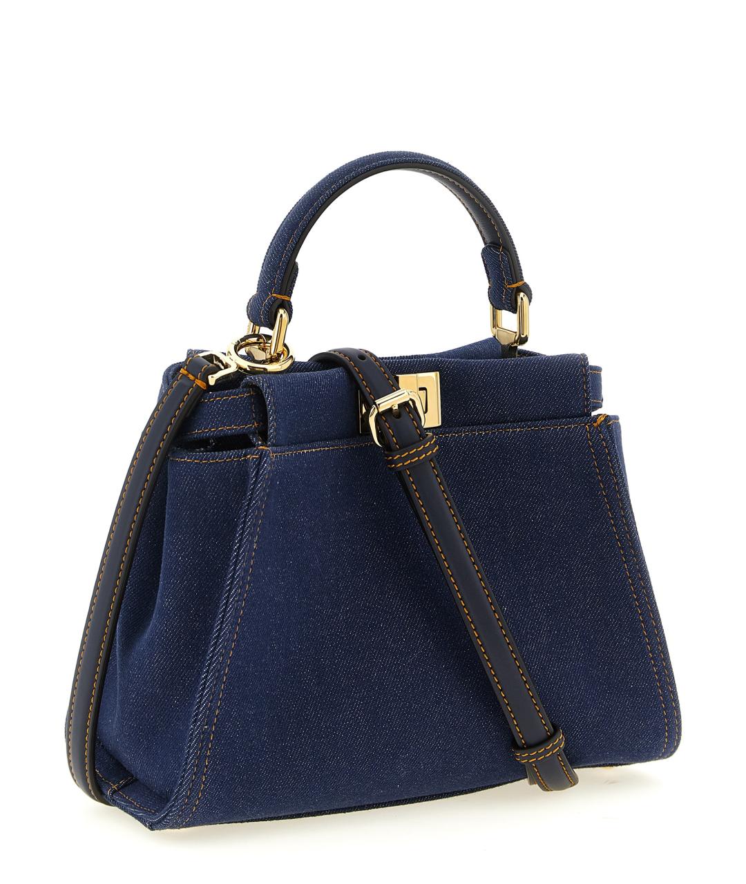 FENDI Синяя хлопковая сумка тоут, фото 2