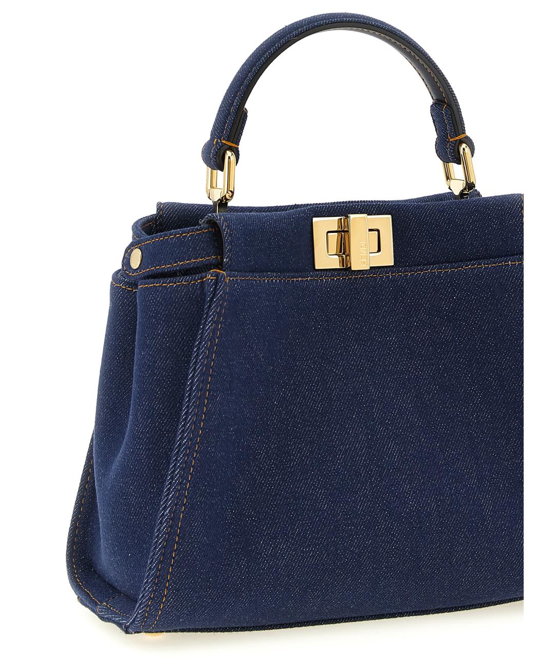 FENDI Синяя хлопковая сумка тоут, фото 3