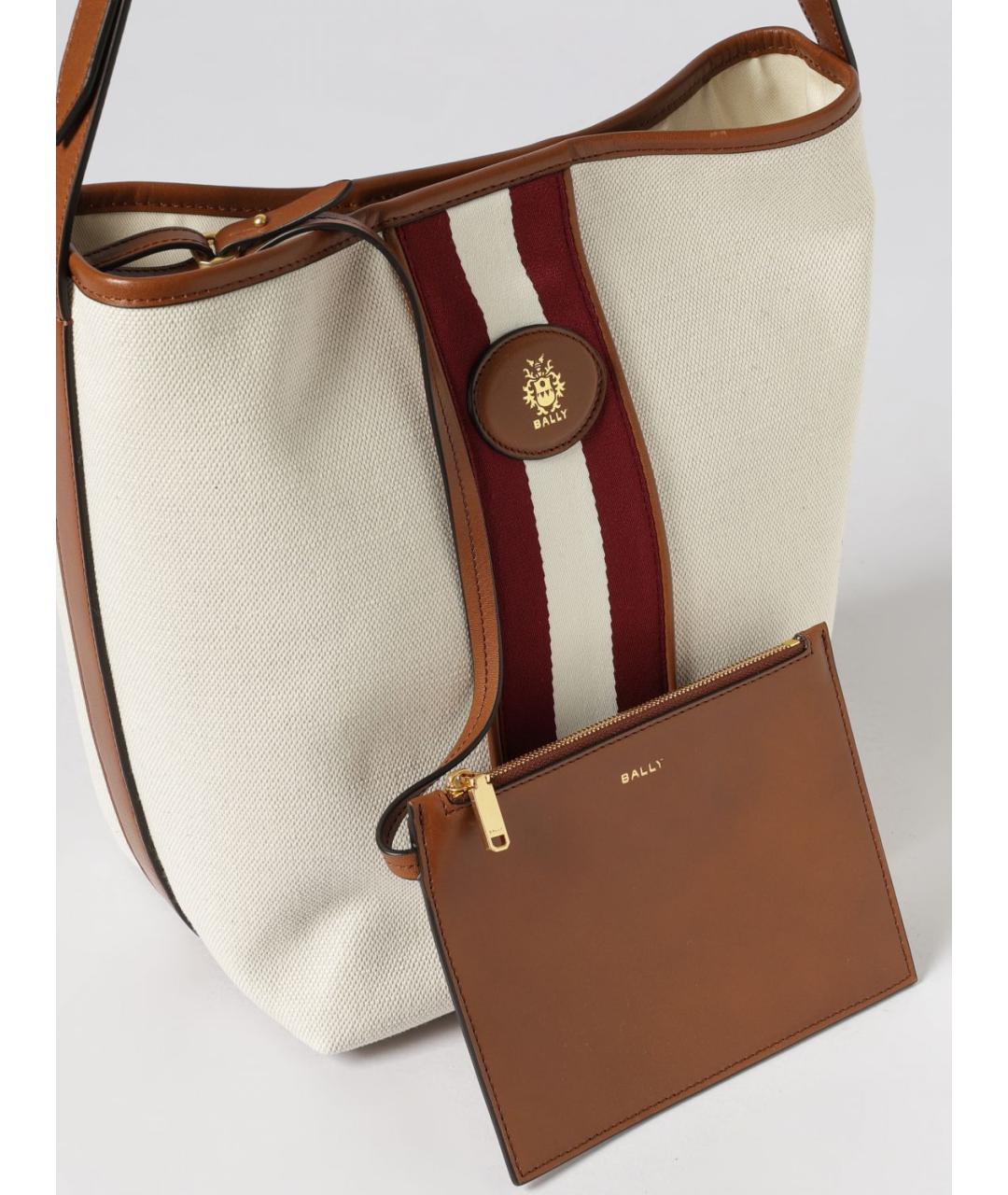 BALLY Бежевая тканевая сумка через плечо, фото 3