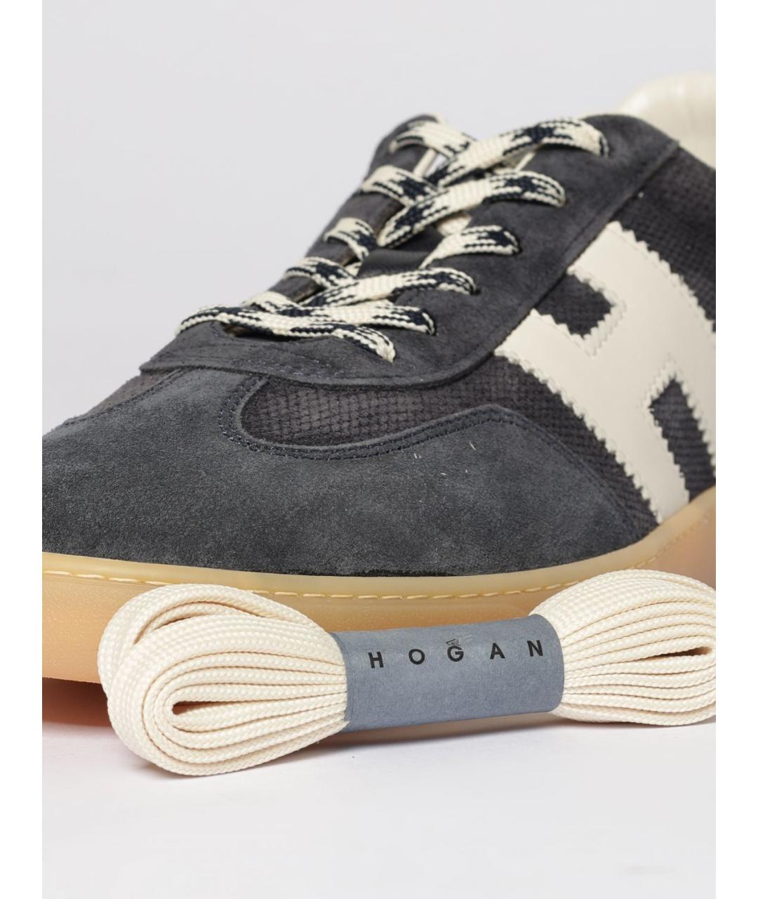 HOGAN Синие замшевые низкие кроссовки / кеды, фото 4