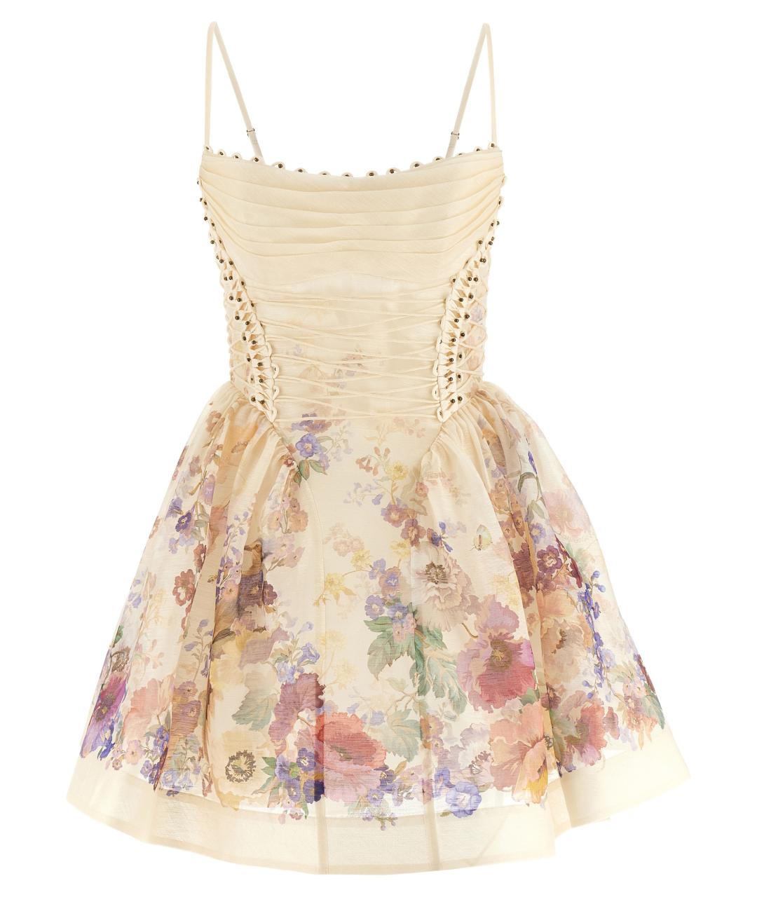 ZIMMERMANN Мульти льняное коктейльное платье, фото 1