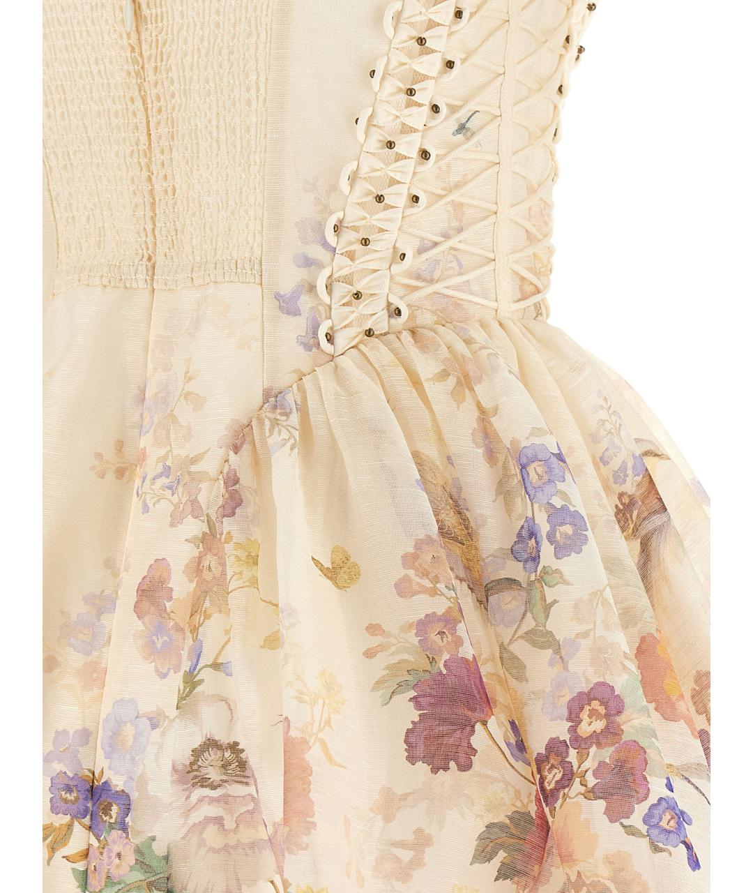 ZIMMERMANN Мульти льняное коктейльное платье, фото 4