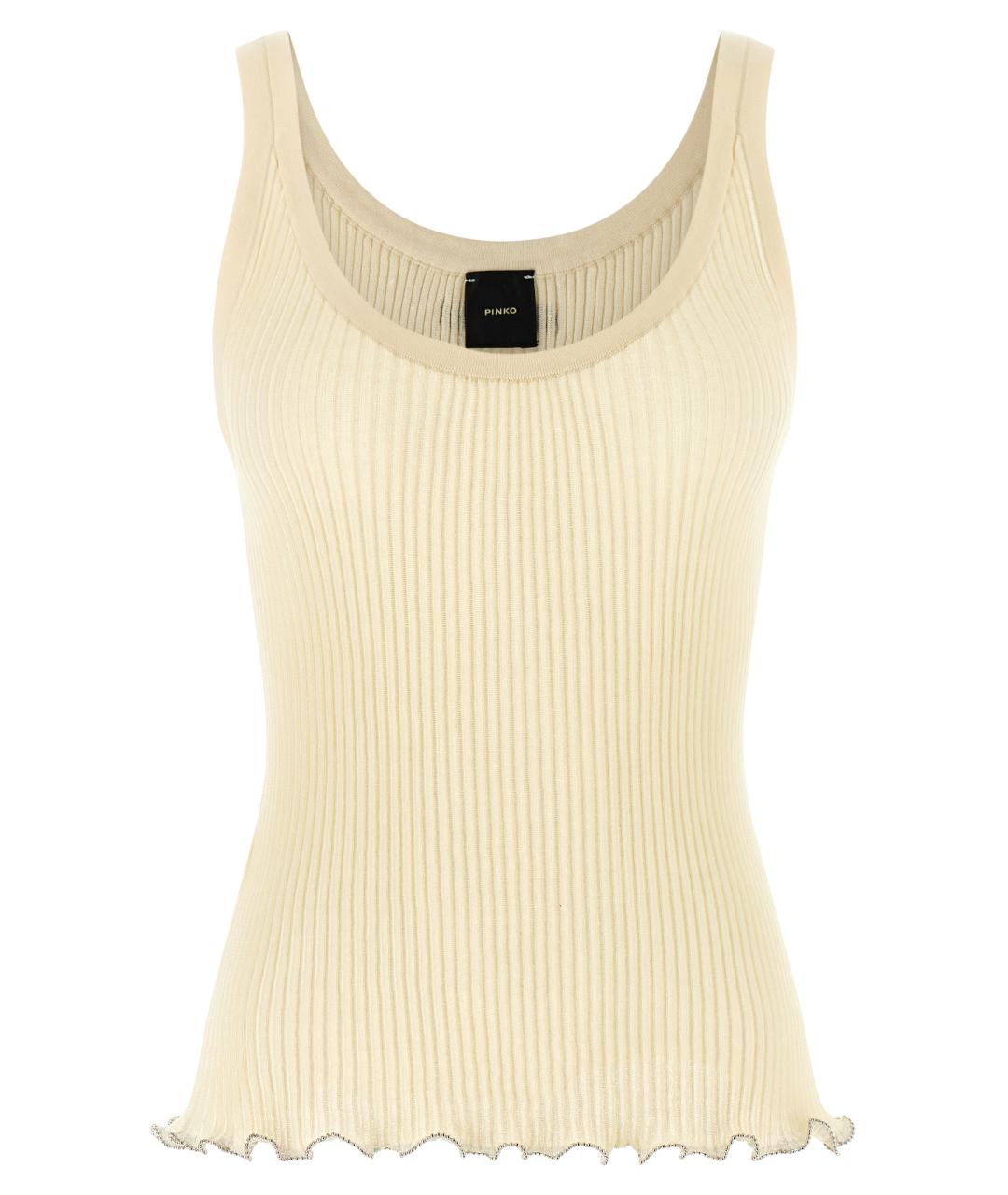 PINKO Бежевая хлопковая майка, фото 1