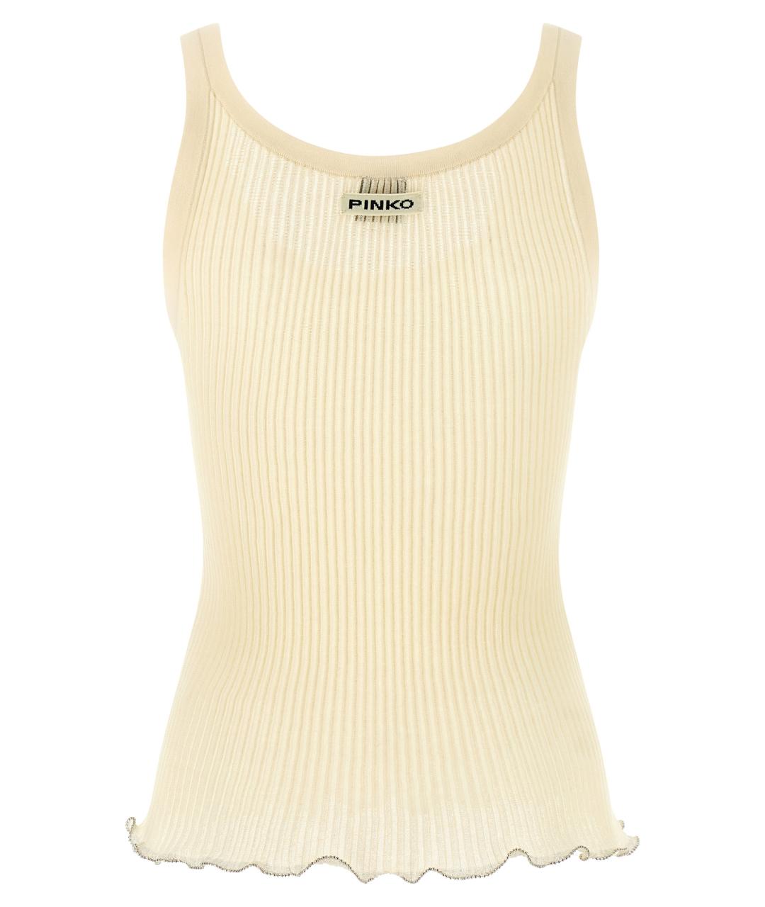 PINKO Бежевая хлопковая майка, фото 2