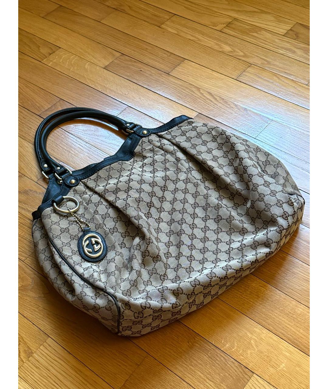 GUCCI Бежевая тканевая сумка тоут, фото 2