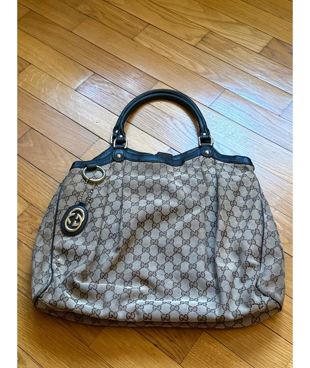 GUCCI Бежевая тканевая сумка тоут, фото 4