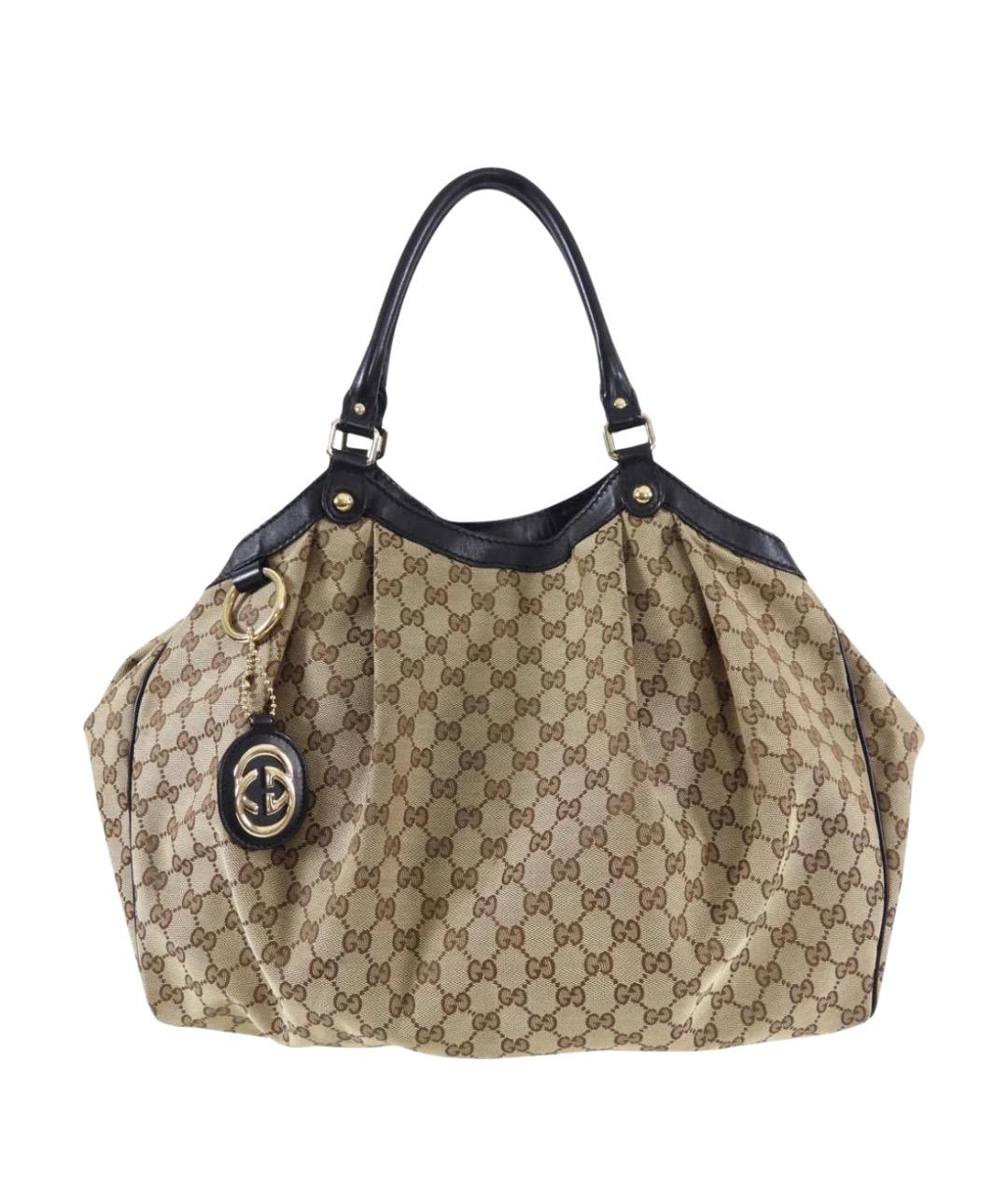 GUCCI Бежевая тканевая сумка тоут, фото 1