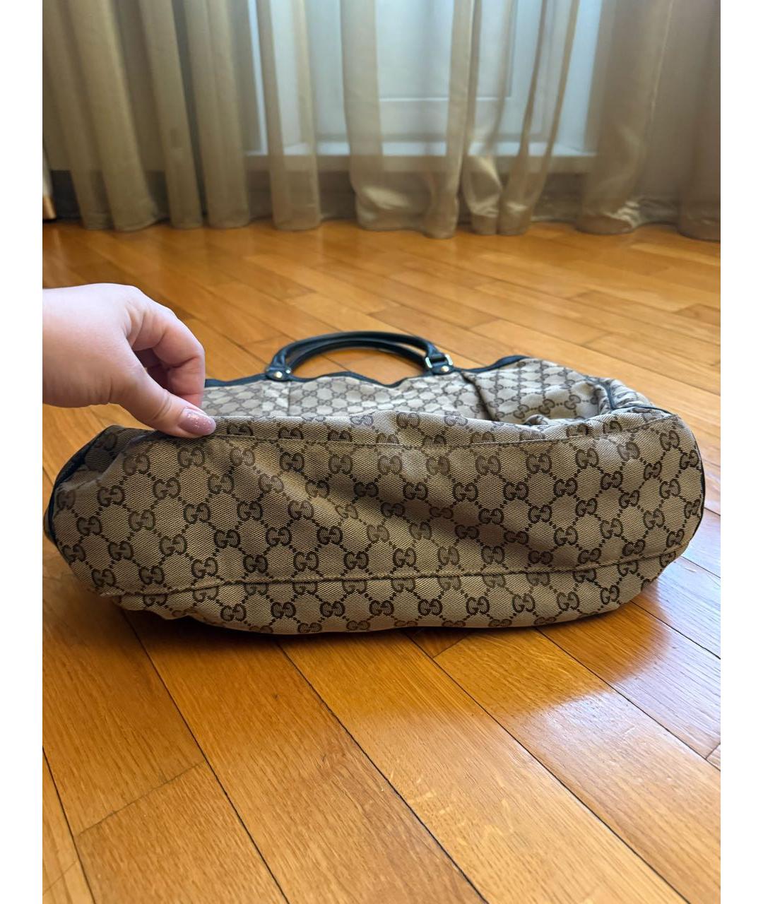 GUCCI Бежевая тканевая сумка тоут, фото 3