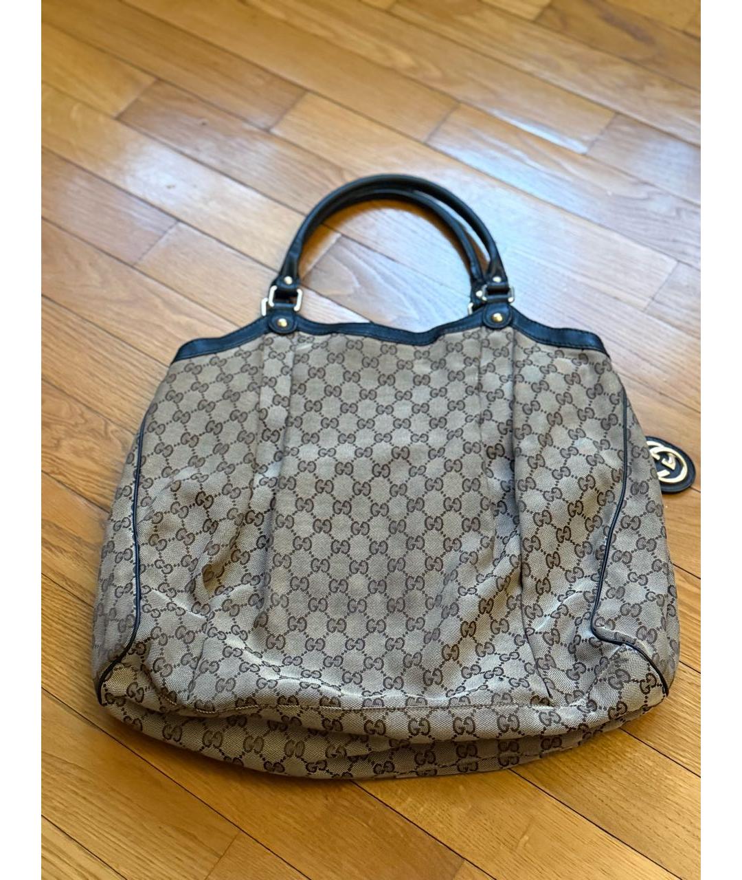 GUCCI Бежевая тканевая сумка тоут, фото 5