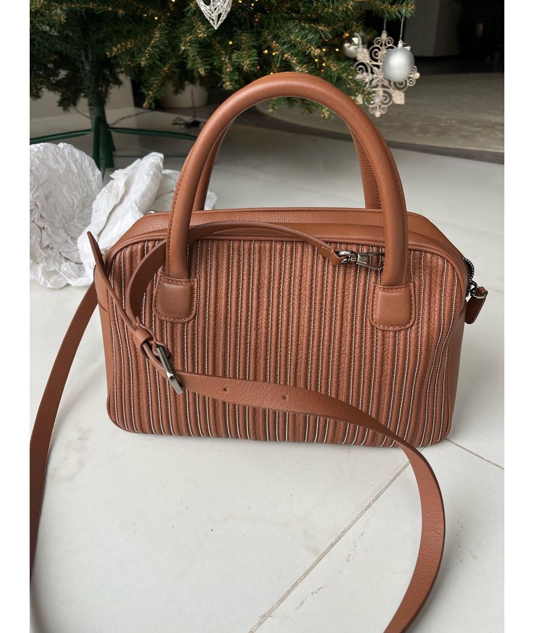 FABIANA FILIPPI Коричневая кожаная сумка с короткими ручками, фото 6