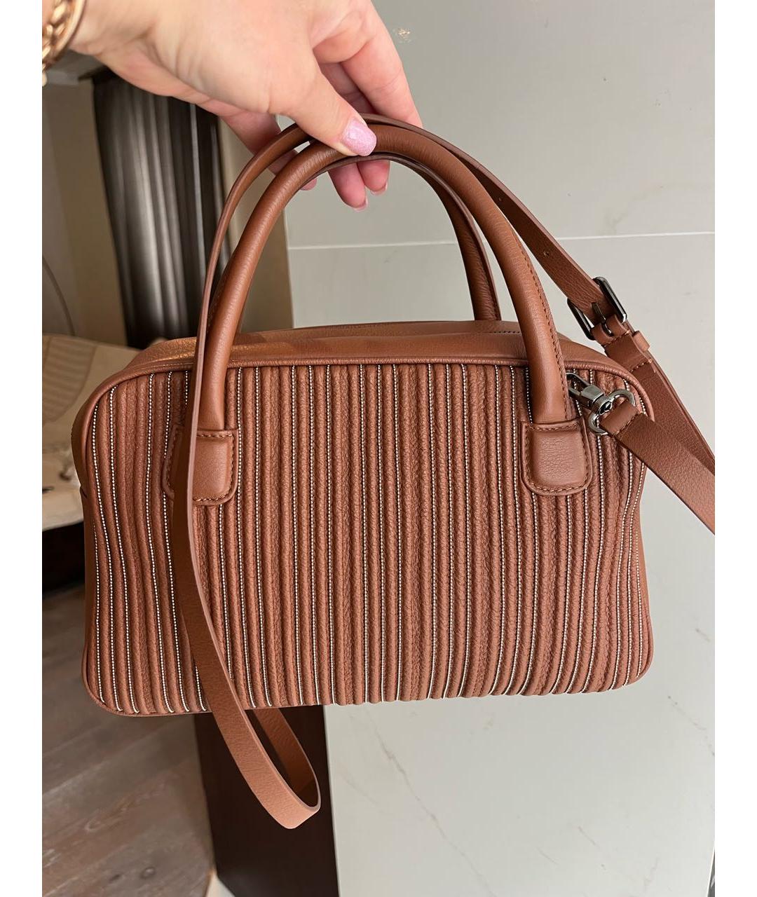 FABIANA FILIPPI Коричневая кожаная сумка с короткими ручками, фото 2