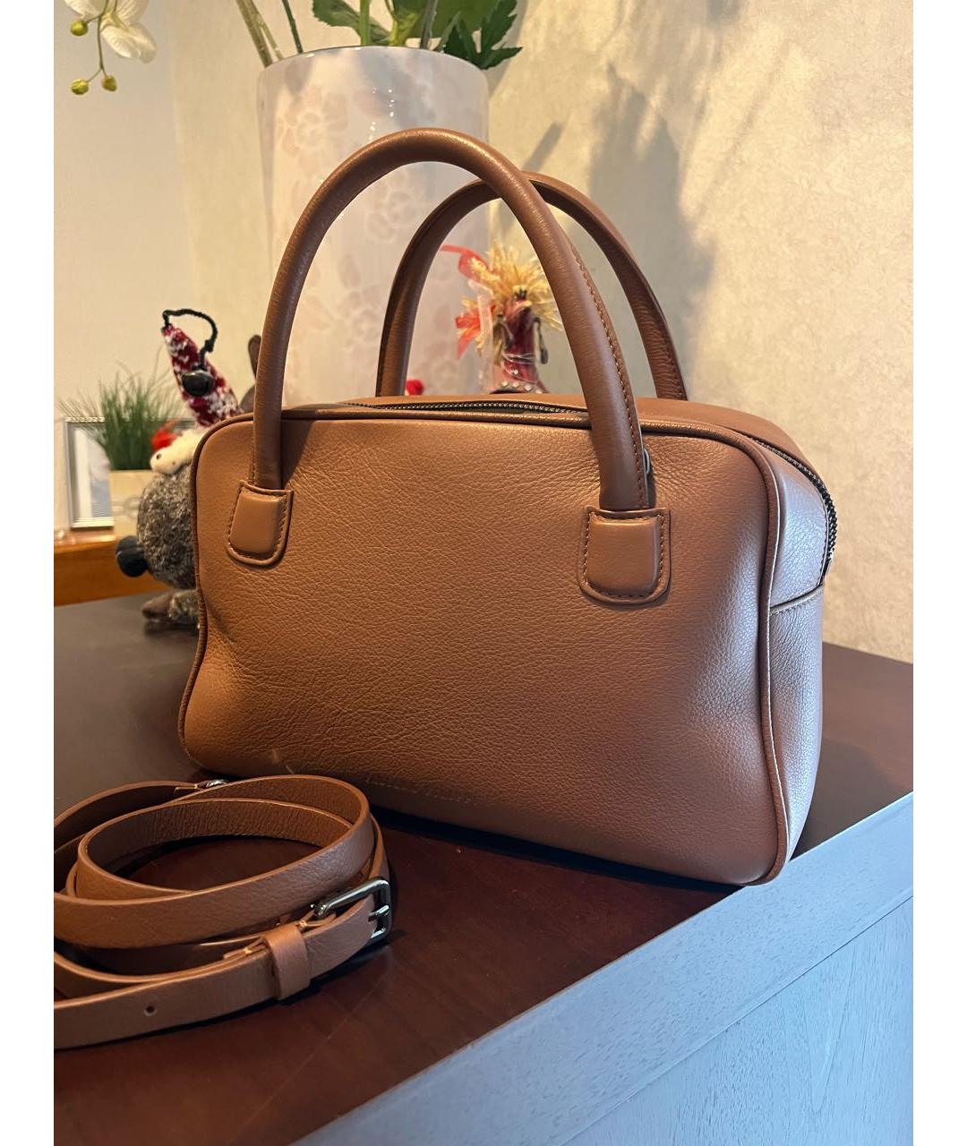 FABIANA FILIPPI Коричневая кожаная сумка с короткими ручками, фото 4