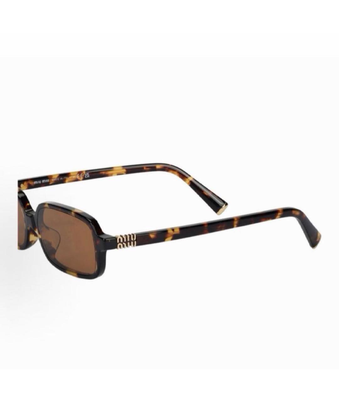 MIU MIU Коричневые пластиковые солнцезащитные очки, фото 4