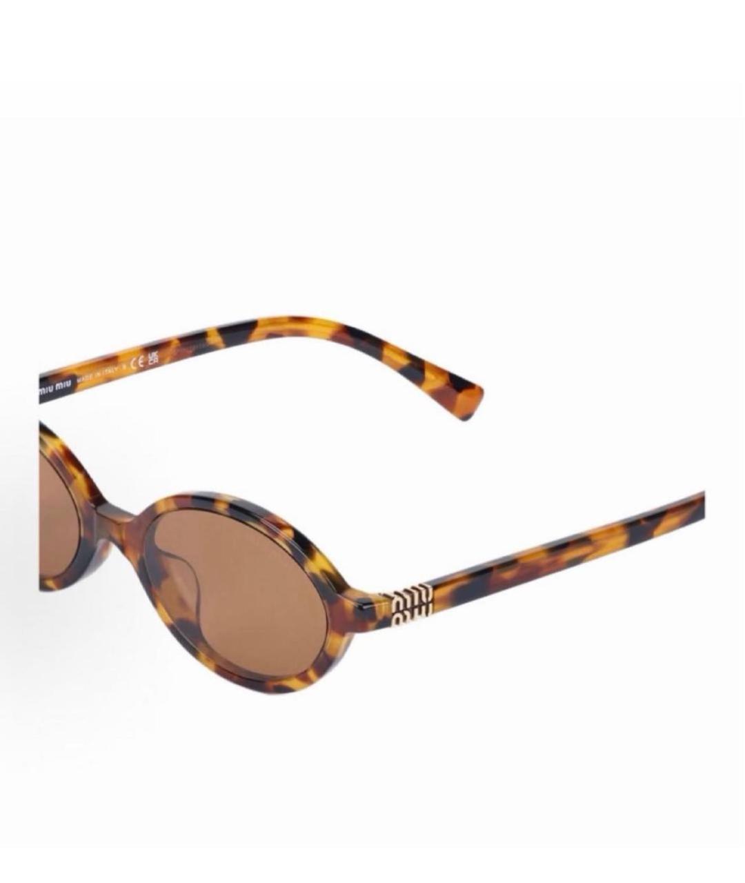MIU MIU Коричневые пластиковые солнцезащитные очки, фото 4