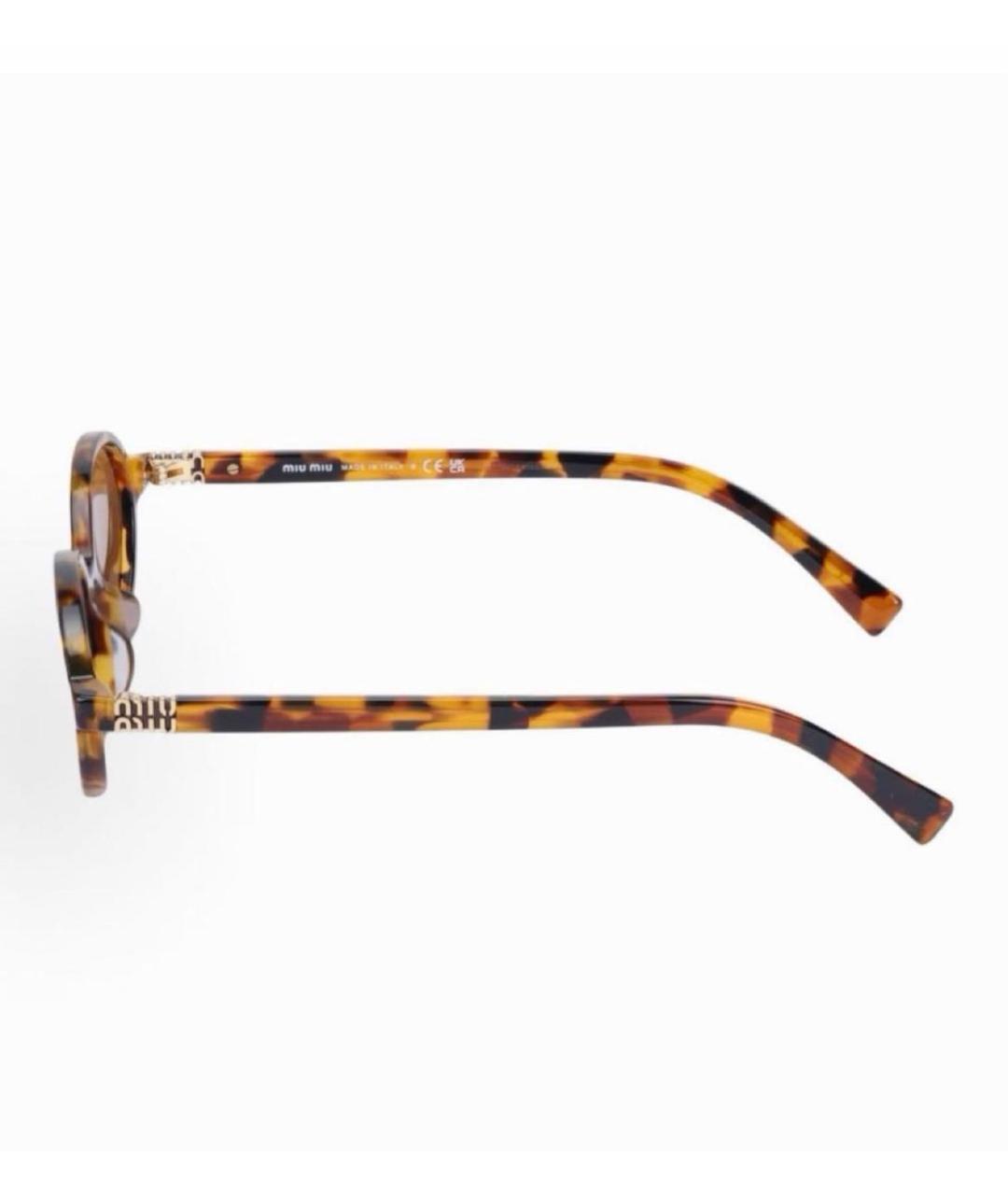 MIU MIU Коричневые пластиковые солнцезащитные очки, фото 3
