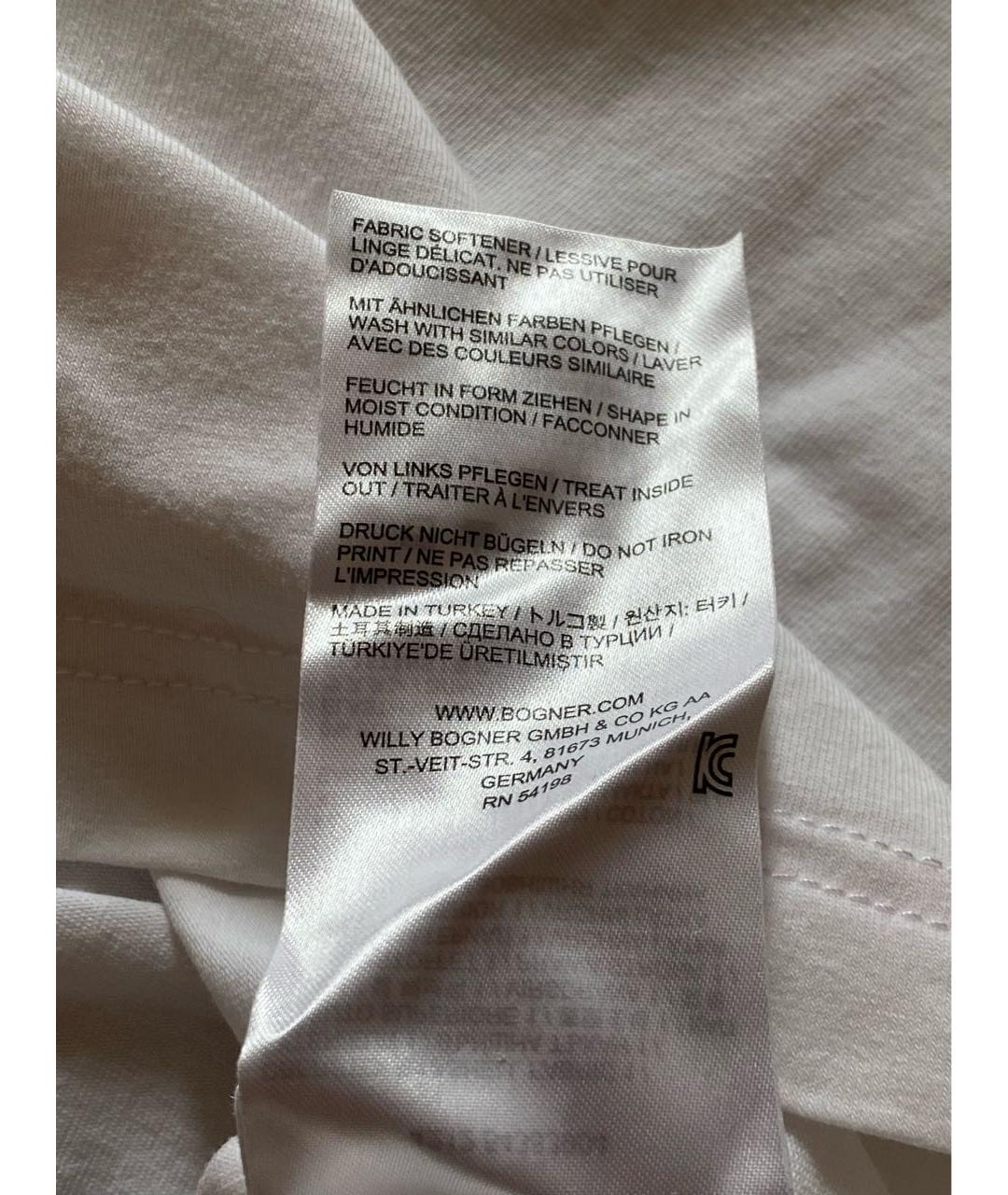 BOGNER Белая хлопко-эластановая футболка, фото 8