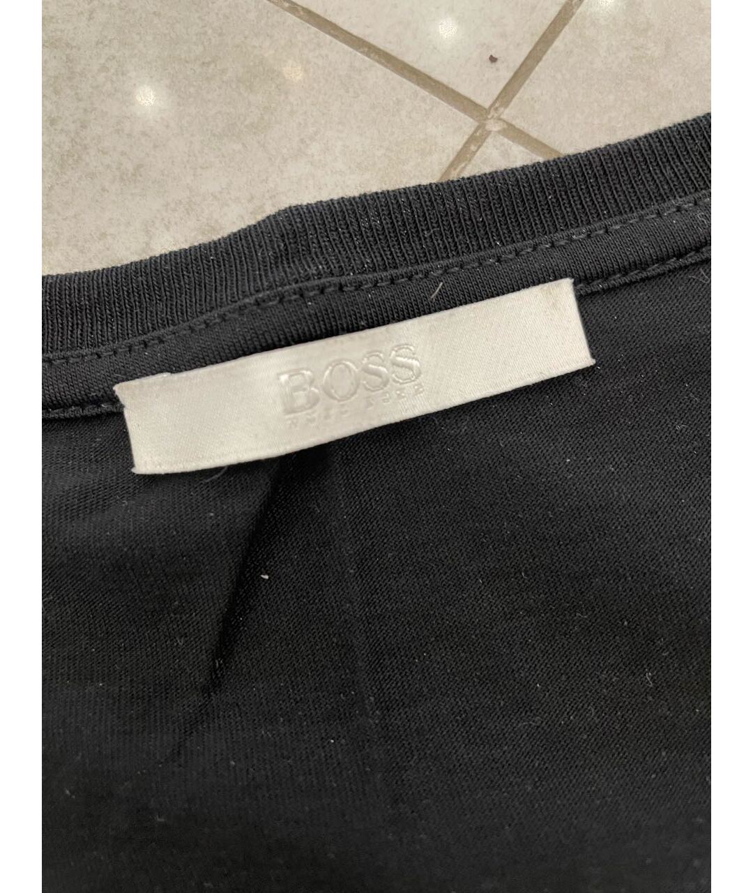 HUGO BOSS Черная хлопко-эластановая футболка, фото 4