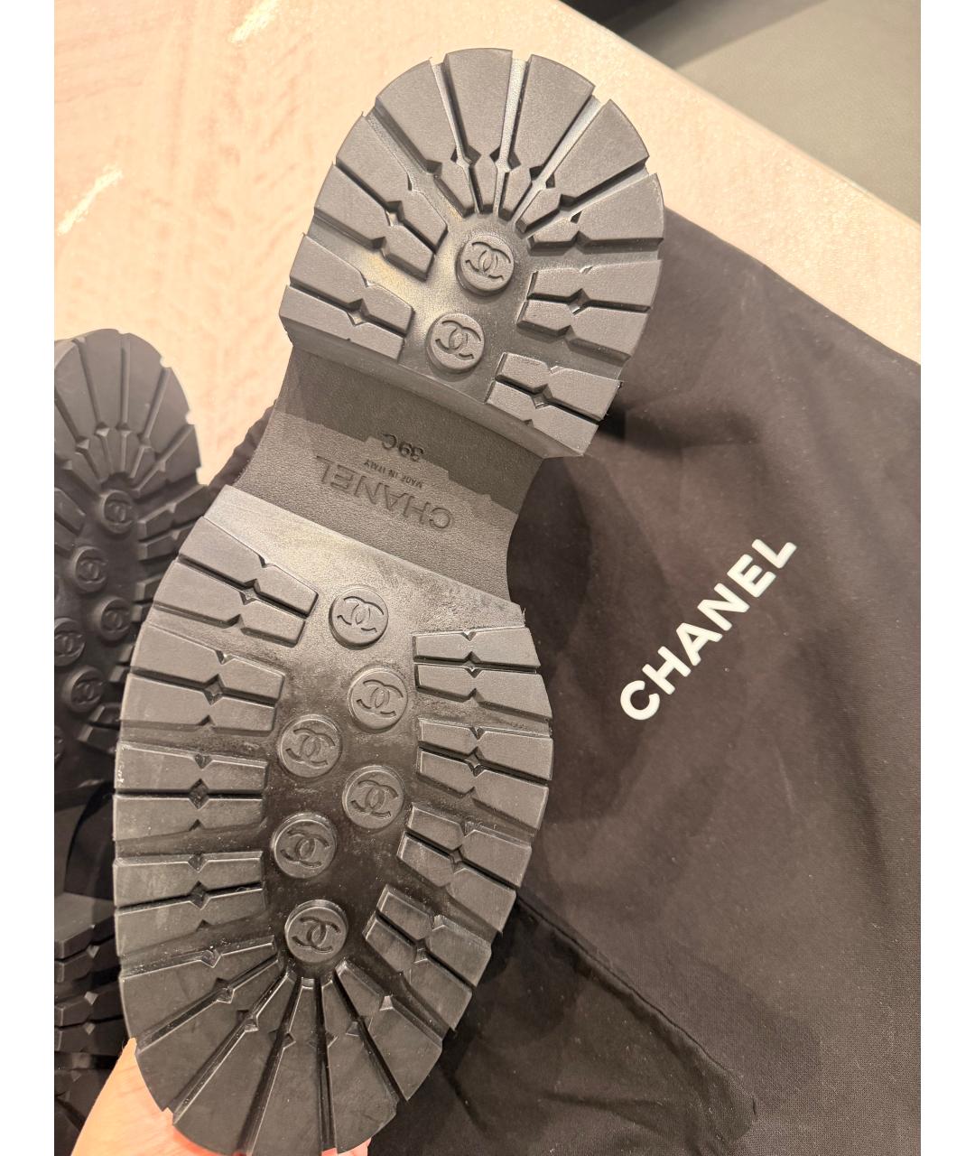 CHANEL Темно-синие кожаные лоферы, фото 4