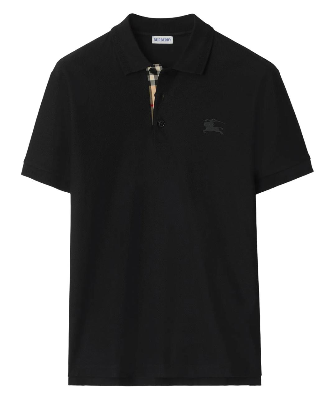 BURBERRY Черное хлопковое поло с коротким рукавом, фото 1