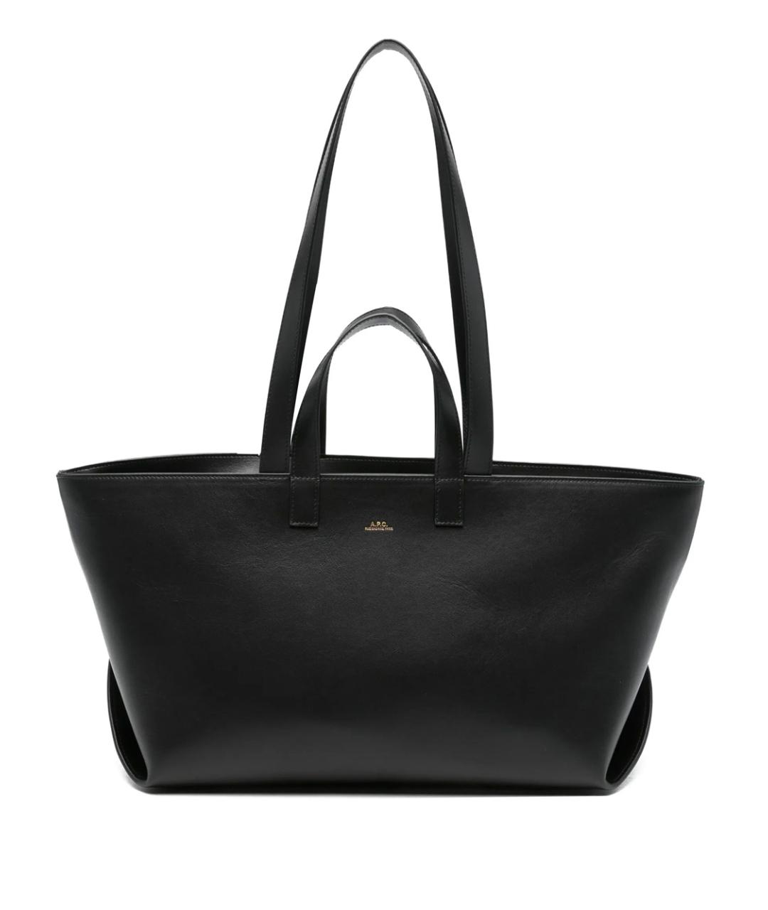 A.P.C. Черная кожаная сумка тоут, фото 1