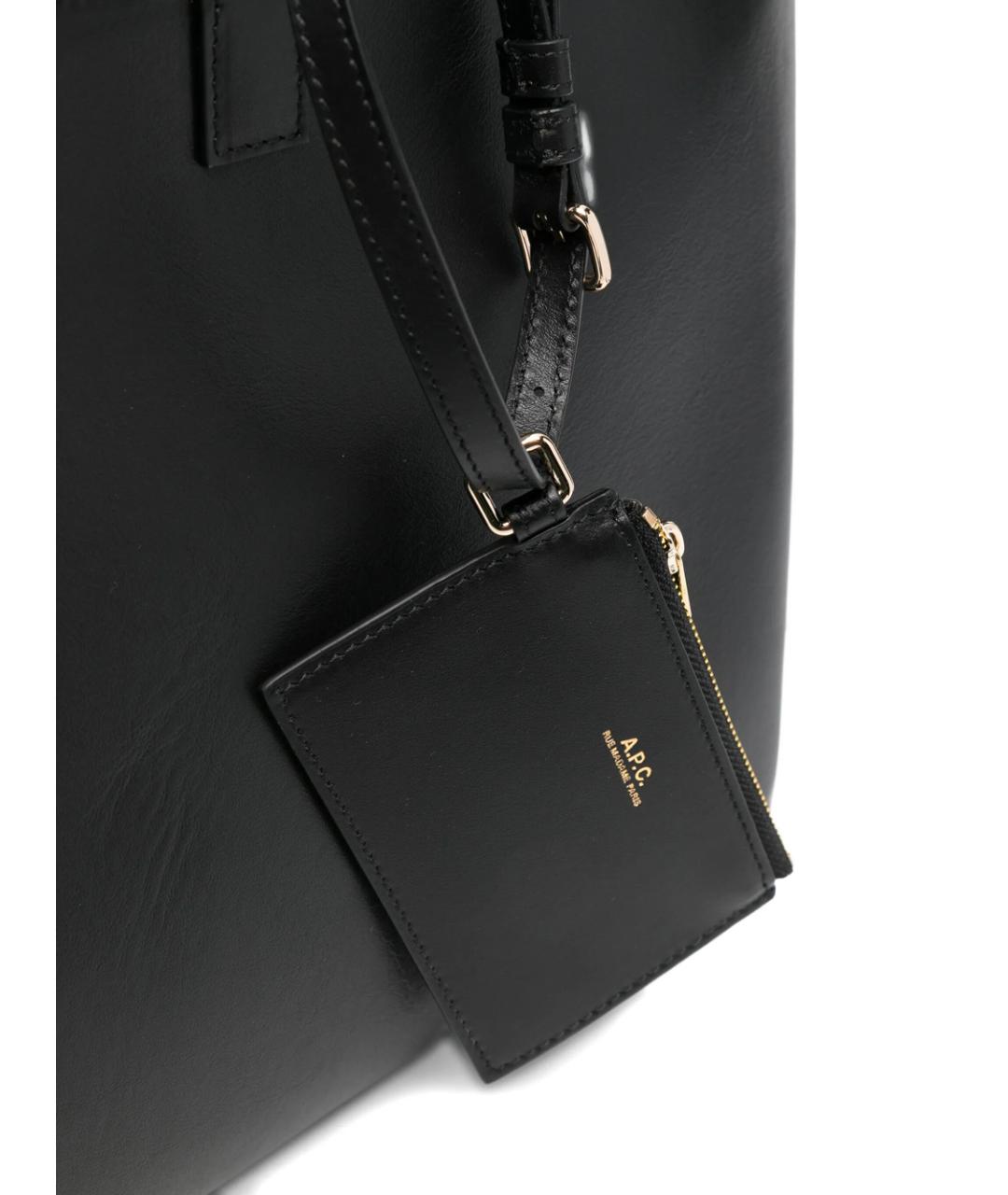 A.P.C. Черная кожаная сумка тоут, фото 4