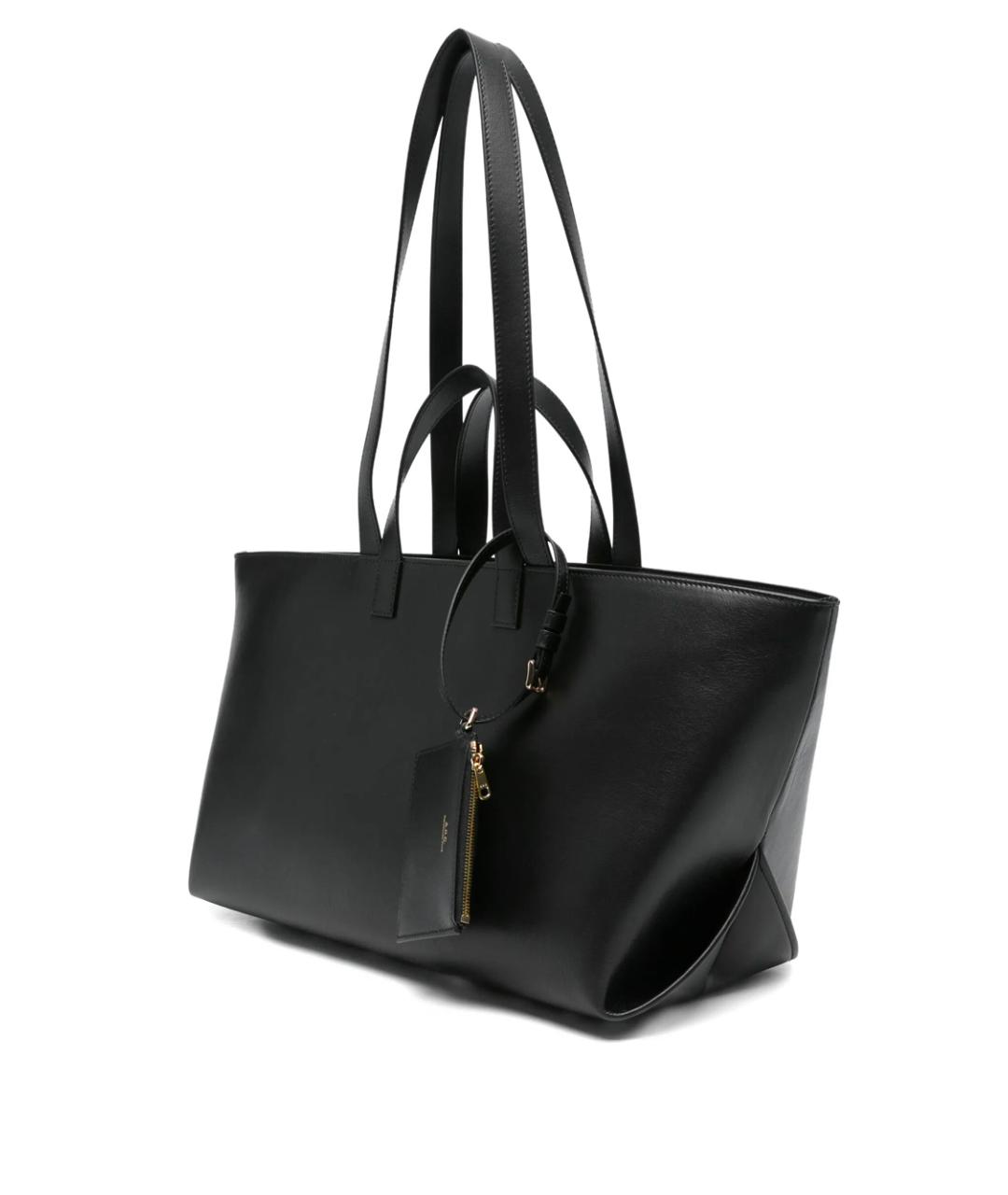 A.P.C. Черная кожаная сумка тоут, фото 2