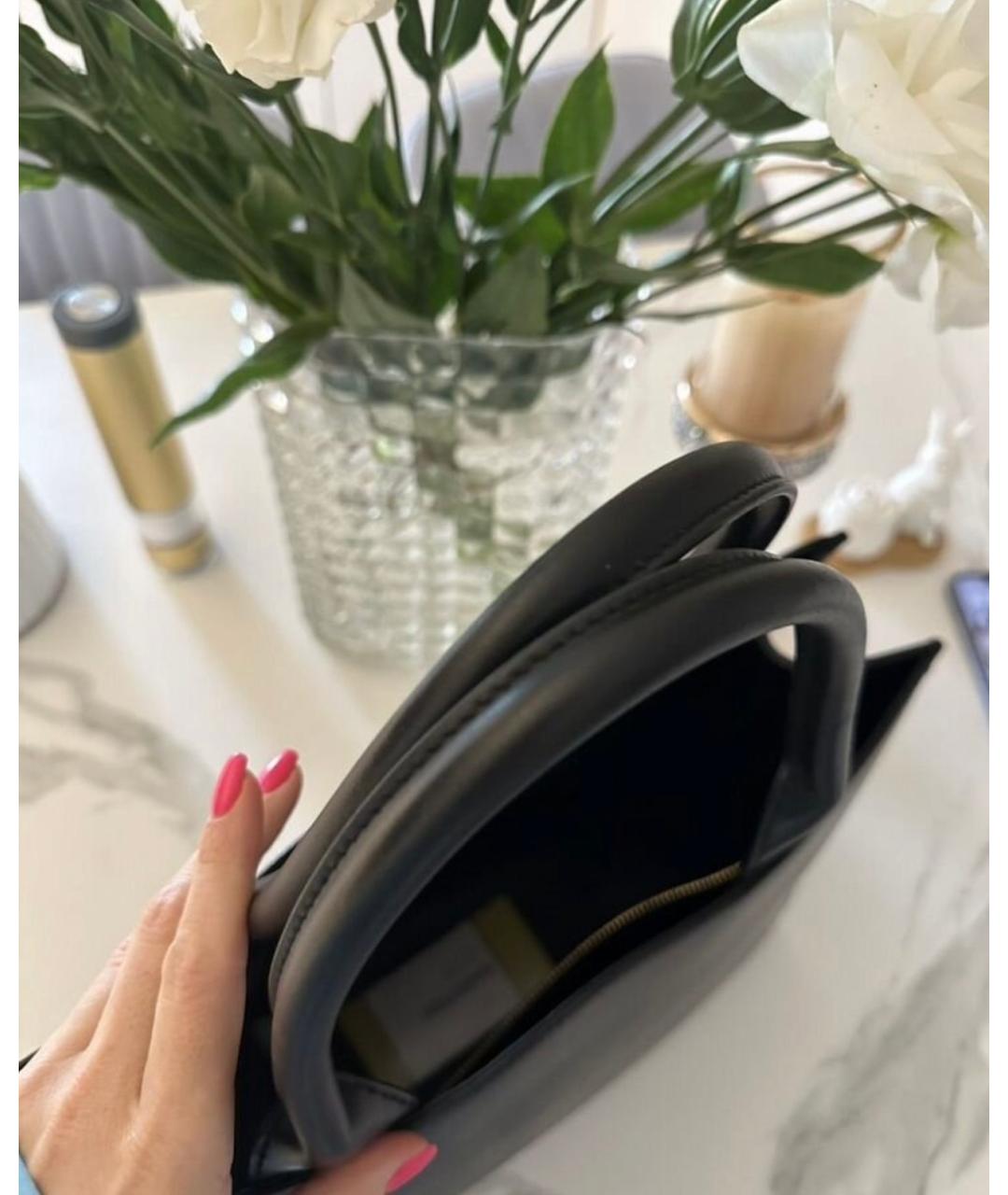 DOLCE&GABBANA Черная кожаная сумка тоут, фото 4