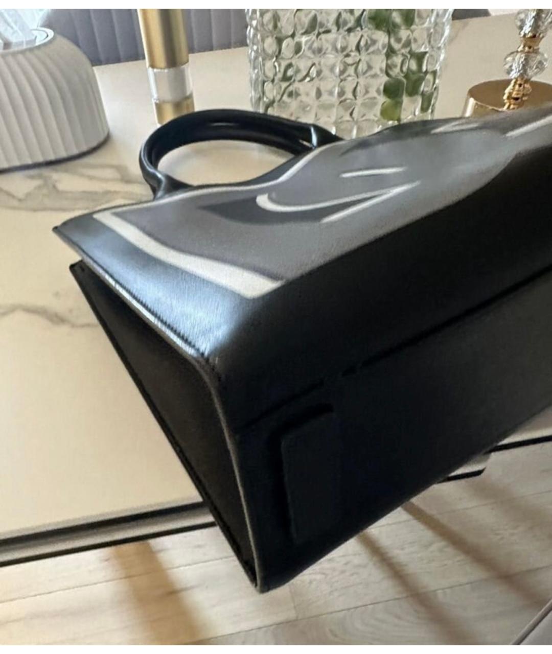 DOLCE&GABBANA Черная кожаная сумка тоут, фото 5