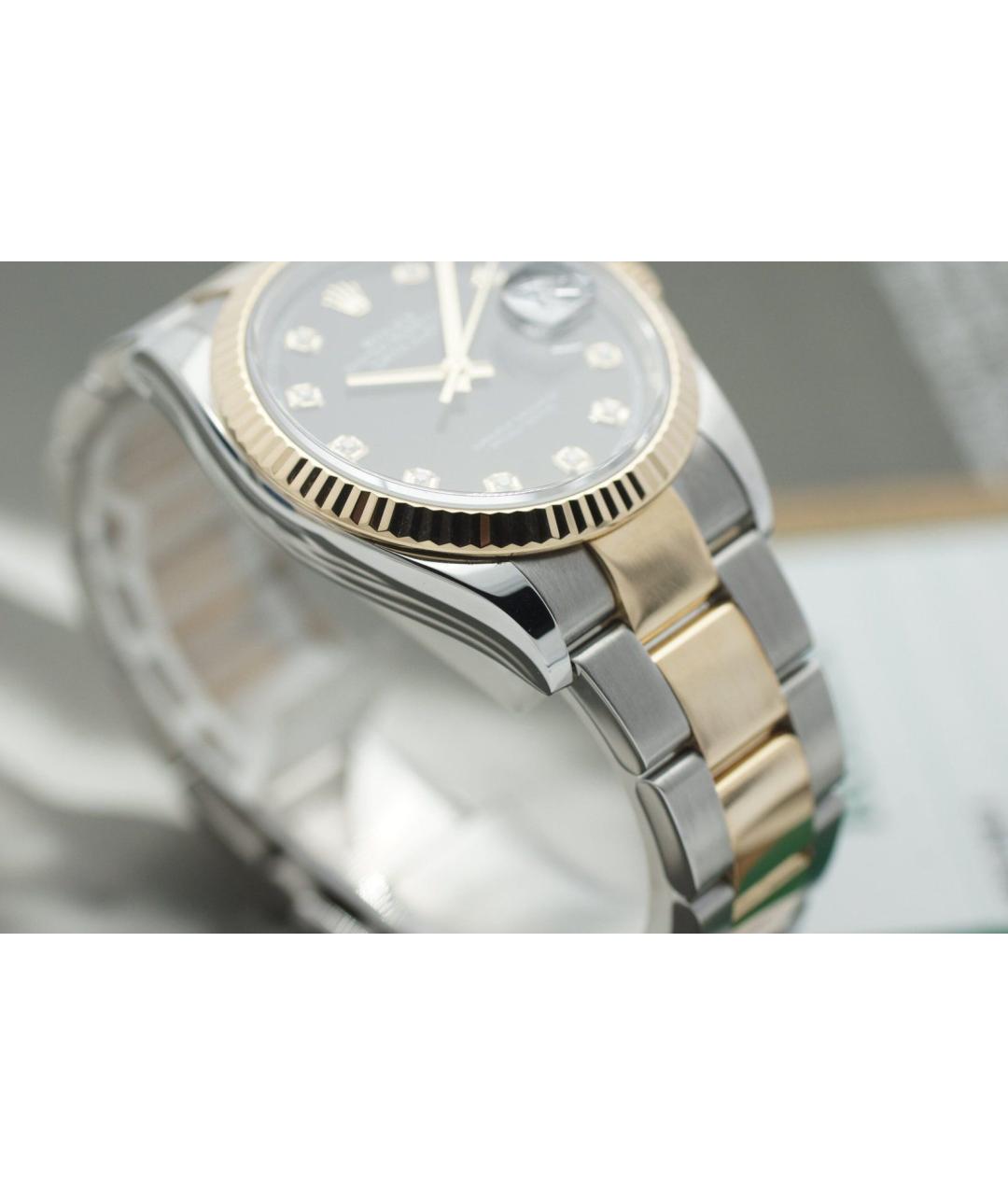 ROLEX Черные часы из желтого золота, фото 4