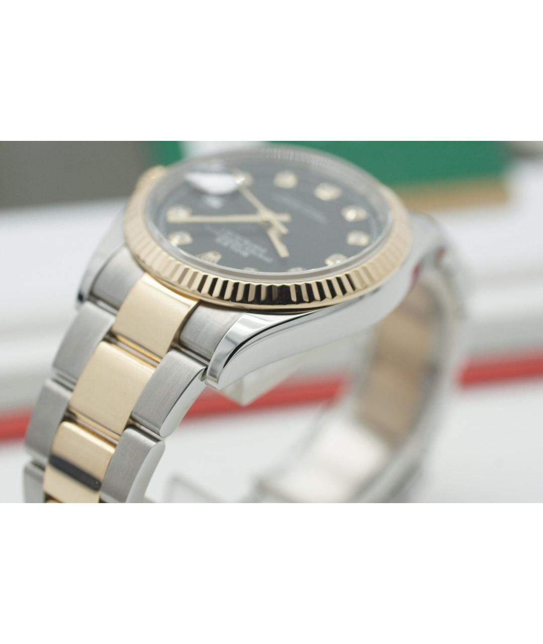 ROLEX Черные часы из желтого золота, фото 3