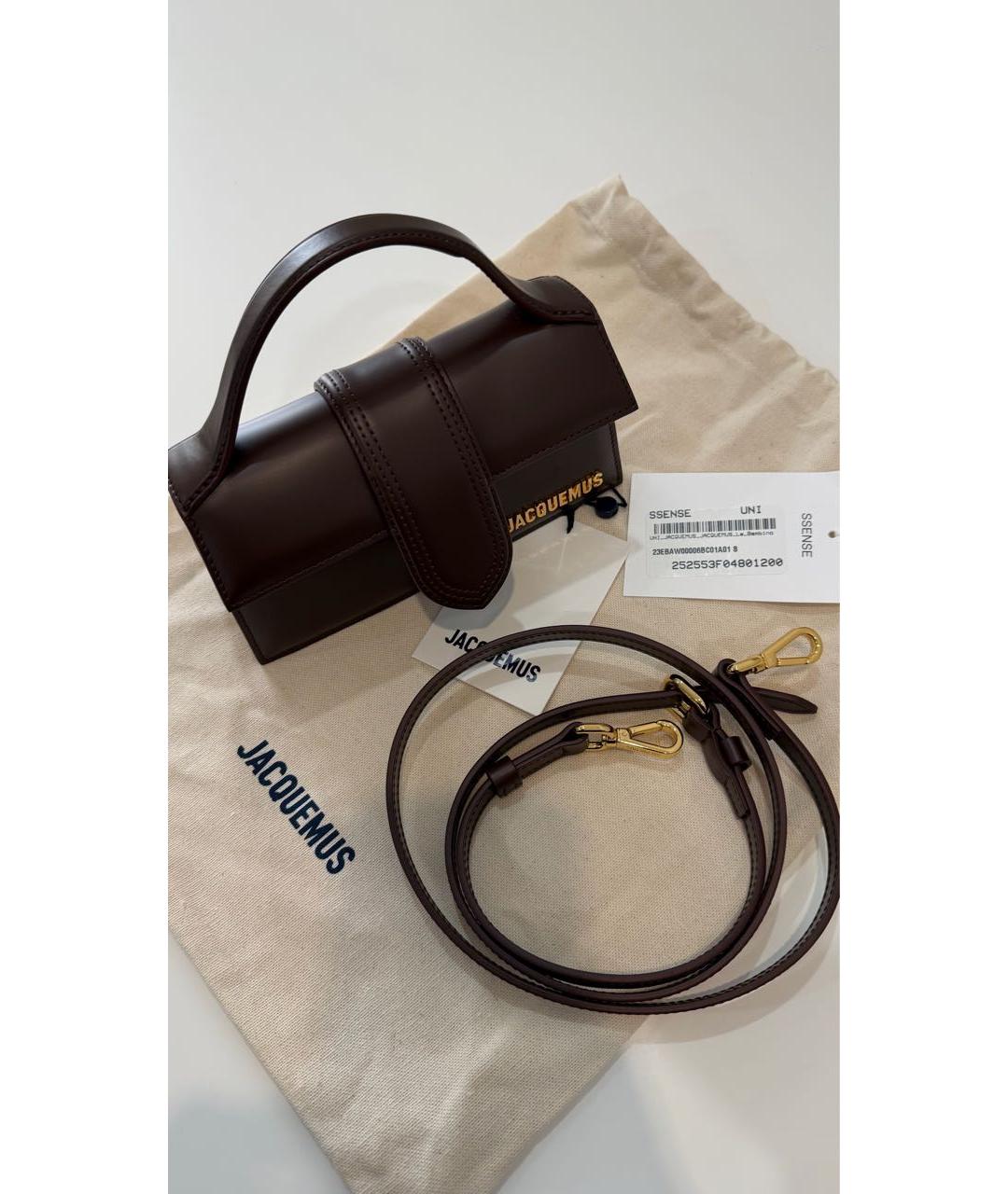 JACQUEMUS Коричневая кожаная сумка через плечо, фото 5