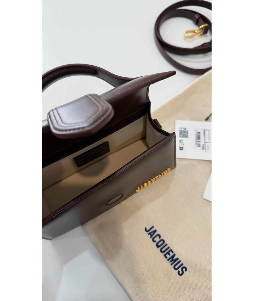 JACQUEMUS Коричневая кожаная сумка через плечо, фото 4