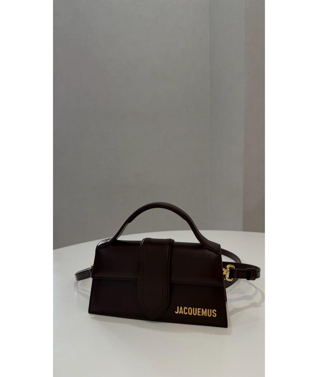 JACQUEMUS Коричневая кожаная сумка через плечо, фото 3